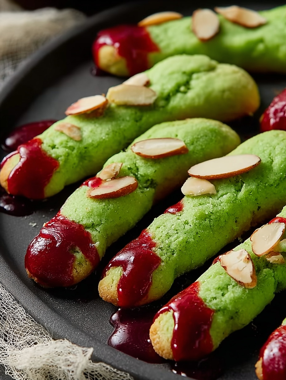 A plate of green and red food.