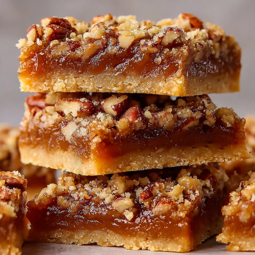 A stack of four square pieces of cake.