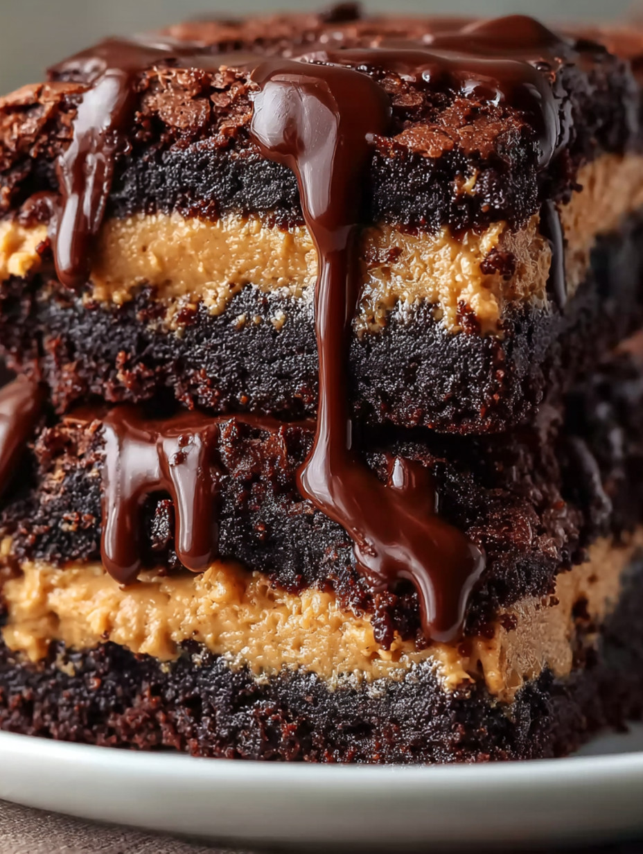 Chocolate cake with peanut butter frosting.