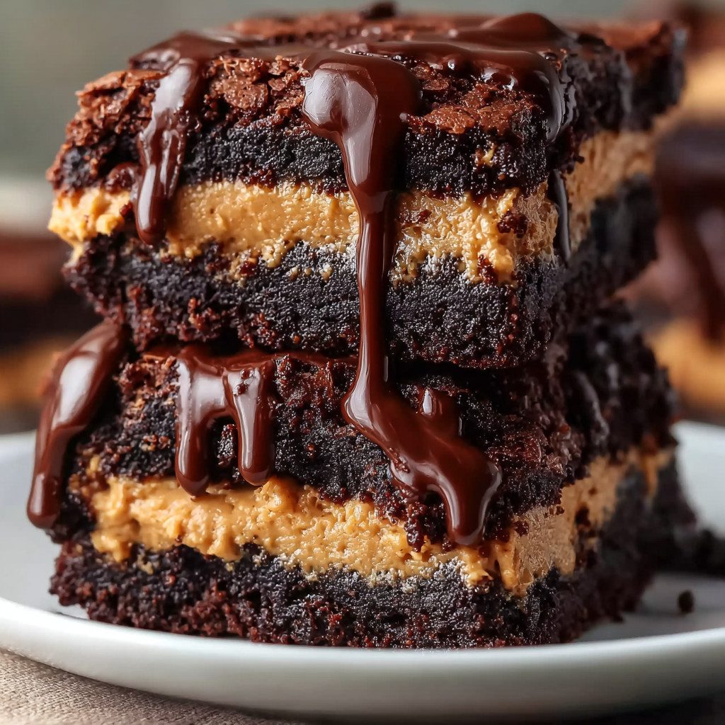 A plate of chocolate cake with chocolate drizzle.