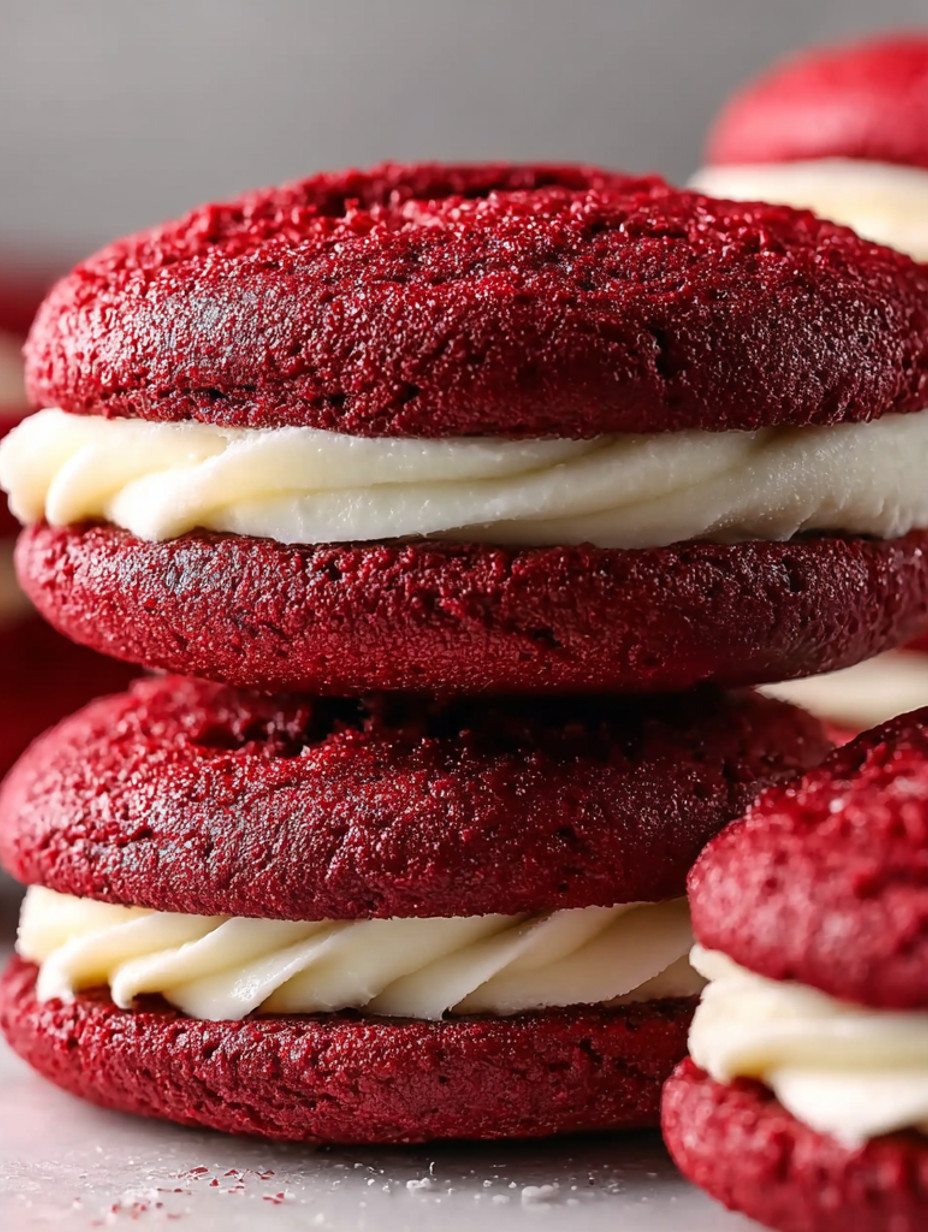 Red velvet cupcakes with white frosting.
