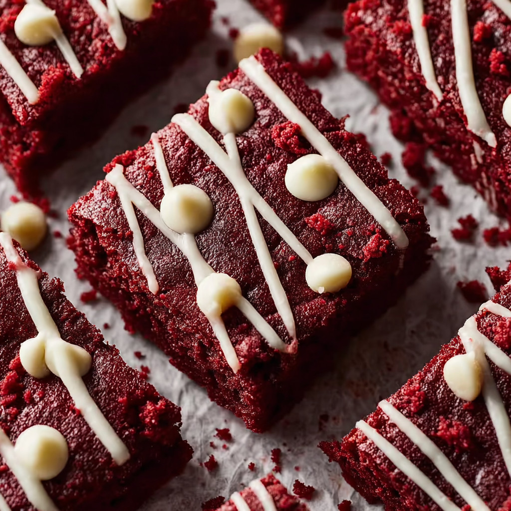 Red velvet cake with white icing.