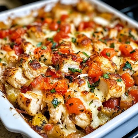 A dish of chicken bruschetta casserole.