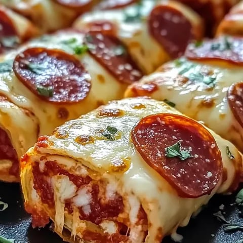 A plate of cheesy pepperoni pizza roll-ups.